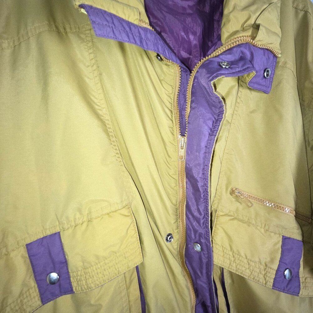 Vintage Oakton Men's Weather Breaker Zip Up Jacket Yellow Purple Size 2XL - Picture 4 of 10